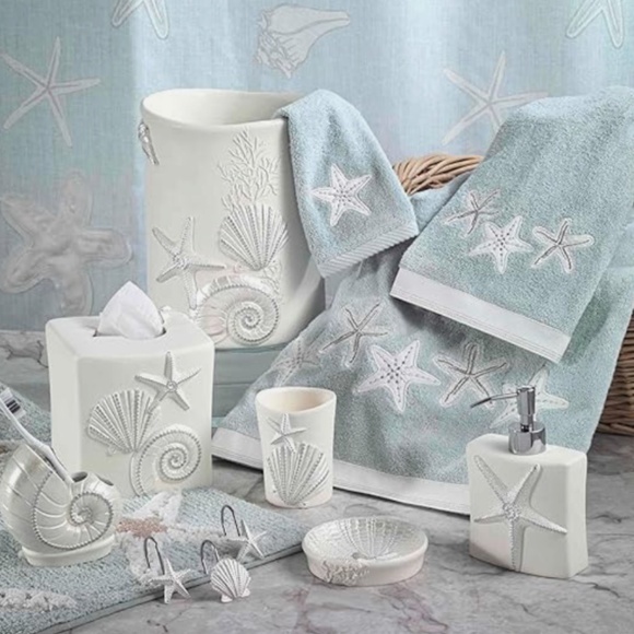 Avanti Sequin Shells Beachy Cotton Bath Rug, 20" X 30" - Aqua NWT - Picture 5 of 5